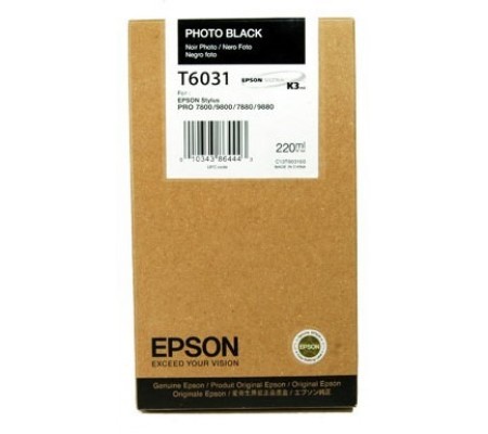 Оригинальный картридж струйный Epson T6031/C13T603100  черный 220 мл