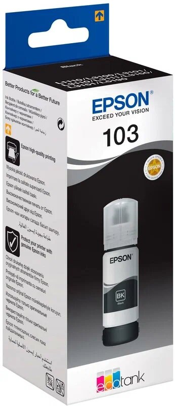 Оригинальный контейнер с черными чернилами Epson C13T00S14A  для Epson L3100/ 3101/ 3110/ 3150/ 3151/ 3156 (65мл)