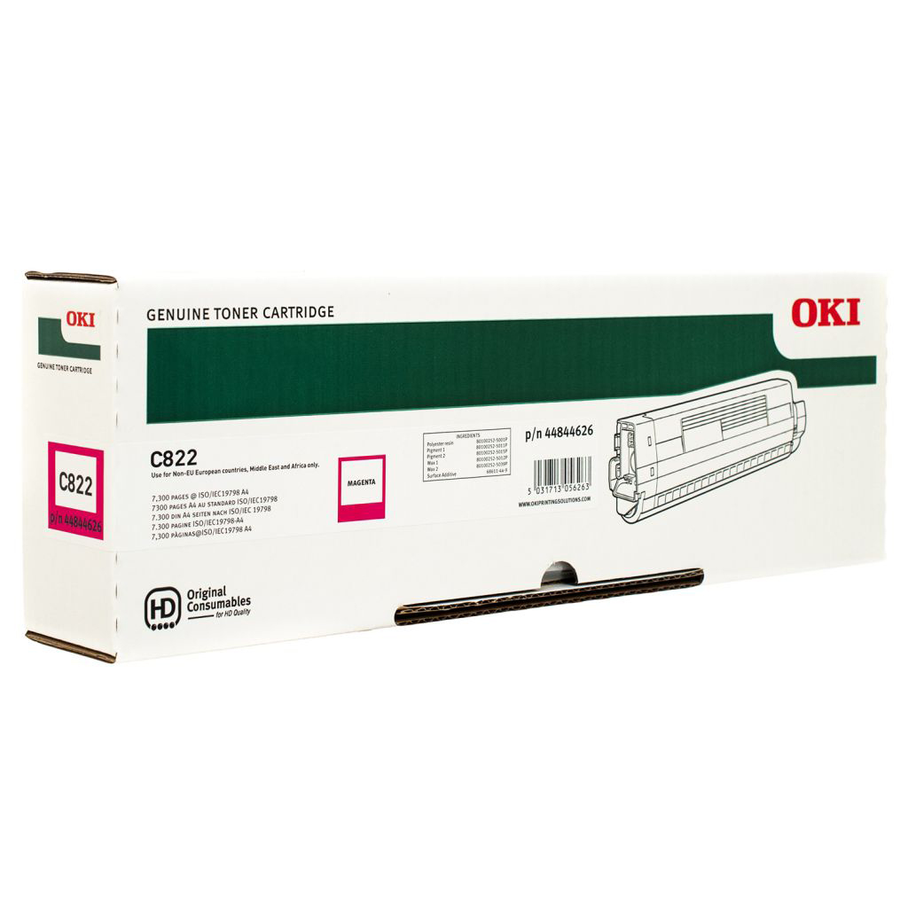 Оригинальный тонер-картридж OKI 44844626/44844614 для  OKI C822 (7300c.) Пурпурный