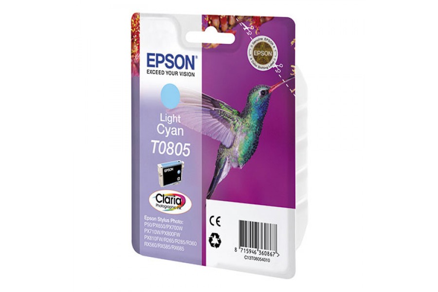 Картридж Epson  T08054010 (C13T08054010) для Epson Stylus Photo светло-голубой P50/ PX650/ 700w/ 720w/ 710w/ 800FW/ 810FW/ PX820FWD; RX560/ 585/ 685; R265/ 285/ 360 (330 стр.)
