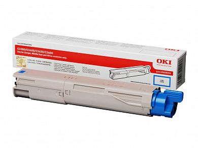Оригинальный тонер-картридж OKI 43459347/43459331 голубой для OKI  C3300/3400/3450/3600 2500 стр. A4