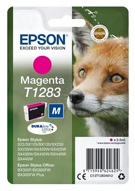 Оригинальный картридж (C13T12834012) T1283 пурпурный для Epson Stylus S22/ SX125/ 420w/ 425w; Stylus Office BX305F/ 305FW