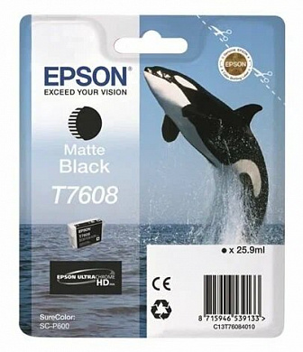 Оригинальный картридж EPSON T7608 (C13T76084010) матово-черный для печати на SureColor / SC-P600 (25,9мл.)