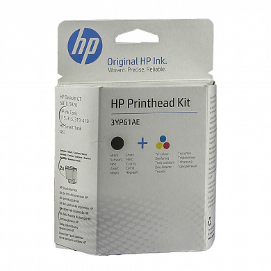 Оригинальный набор печатающих голов HP Printhead Kit  HP 3YP61AE для HP Ink Tank 115/ 315/ 319 AiO/ 410 Wireless/ 415/ 419 Wireless AiO HP DeskJet GT 5810/ 5820, черн.+трехцвет, 100000 страниц