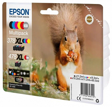 Набор из шести картриджей T379D / C13T379D4020 Epson 378XL&478XL Multipack Ink (Bk.C.M.Y.R.GY) для Expression Photo HD XP 15000