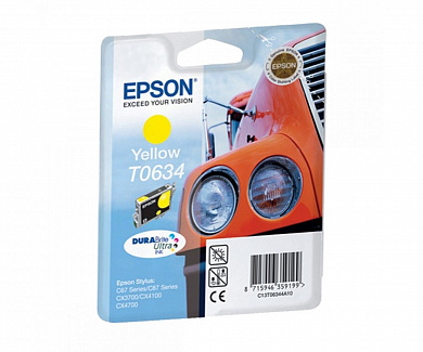 Оригинальный картридж струйный Epson T0634 (C13T06344A10) желтый 250 стр.