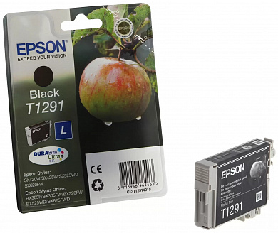 Оригинальный Epson картридж T1291 (C13T12914012) black для Epson Stylus SX420W/ SX425W/ SX525WD; Office BX305F/ BX320FW/ BX625FWD, B42WD/WF-3520DWF/ WF-7525