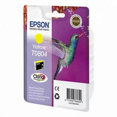 Оригинальный картридж Epson T08044010  для Epson Stylus Photo желтый P50/ PX650/ 700w/ 710w/ 720w/ 800FW/ 810FW/ PX820FWD; RX560/ 585/ 685; R265/ 285/ 360 (330 стр.)