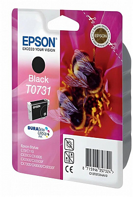 Картридж Epson T07314A/C13T10514A10 для Epson Stylus C79/110, CX3900/ CX4900/ CX5900/ CX6900F/ CX7300/ CX8300/CX9300F/ TX200/ TX209/ TX210/TX219/ TX300F/ TX400/ TX410/ TX409/TX419/ TX510FN/ T30/ T40W/TX550W/ TX600FW/ Т1100 Black ( стр.) 7.4ml