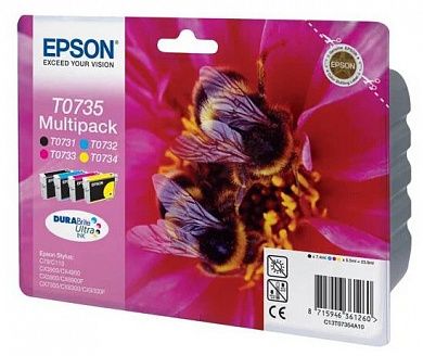 Набор картриджей Epson T07354A/ C13T10554A10 для Epson Stylus C79/ C110, CX3900/ CX4900/ CX5900/ CX6900F/ CX7300/ CX8300/ CX9300/ TX200/ TX209/ TX210/ TX219/ TX300F/ TX400/ TX410/ TX409/TX419/ TX510FN Stylus Office T30/ T40W/TX550W/ TX600FW (С+M+Y+Bk)