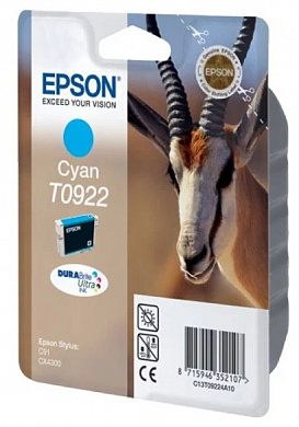 Картридж Epson T09224А/T1082 (C13T09224A10) для Epson Stylus C91/ T26/ T27/ СX4300/ CX9300F/TX106/ TX109/ TX117/TX119 Cyan (495стр. 5,5ml)